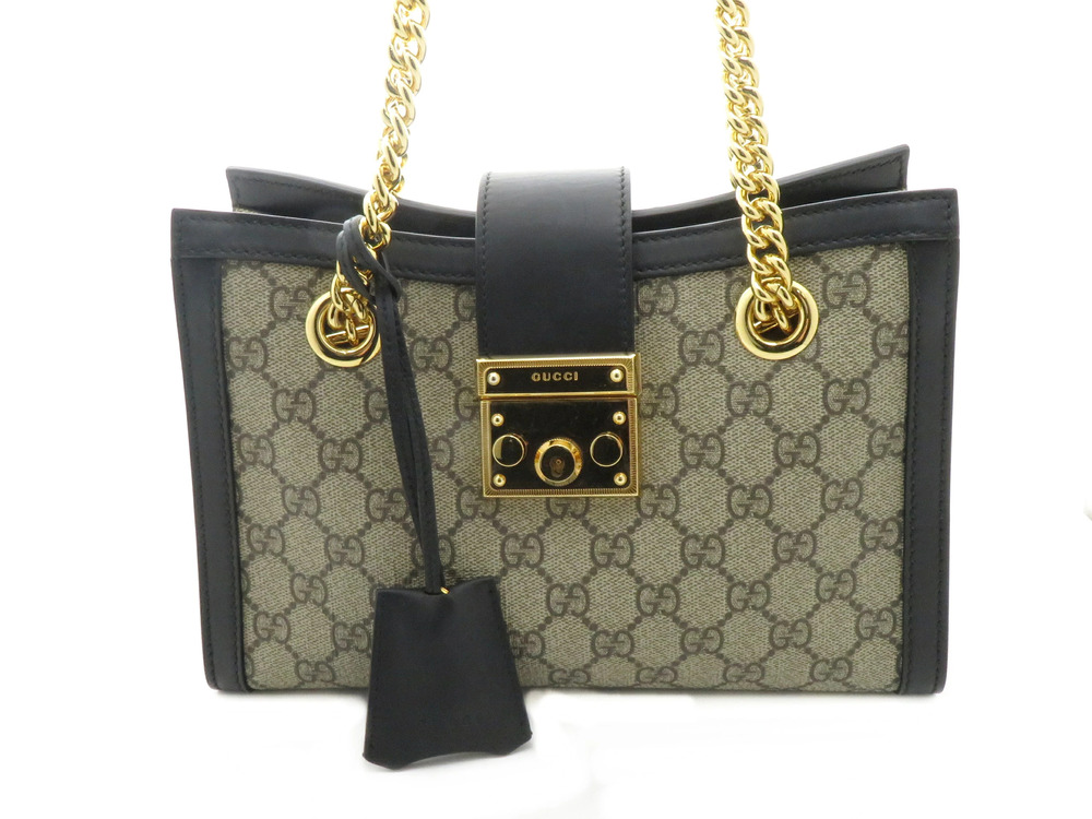 Gucci Padlock GG Shoulder Bag Beige Cream Black